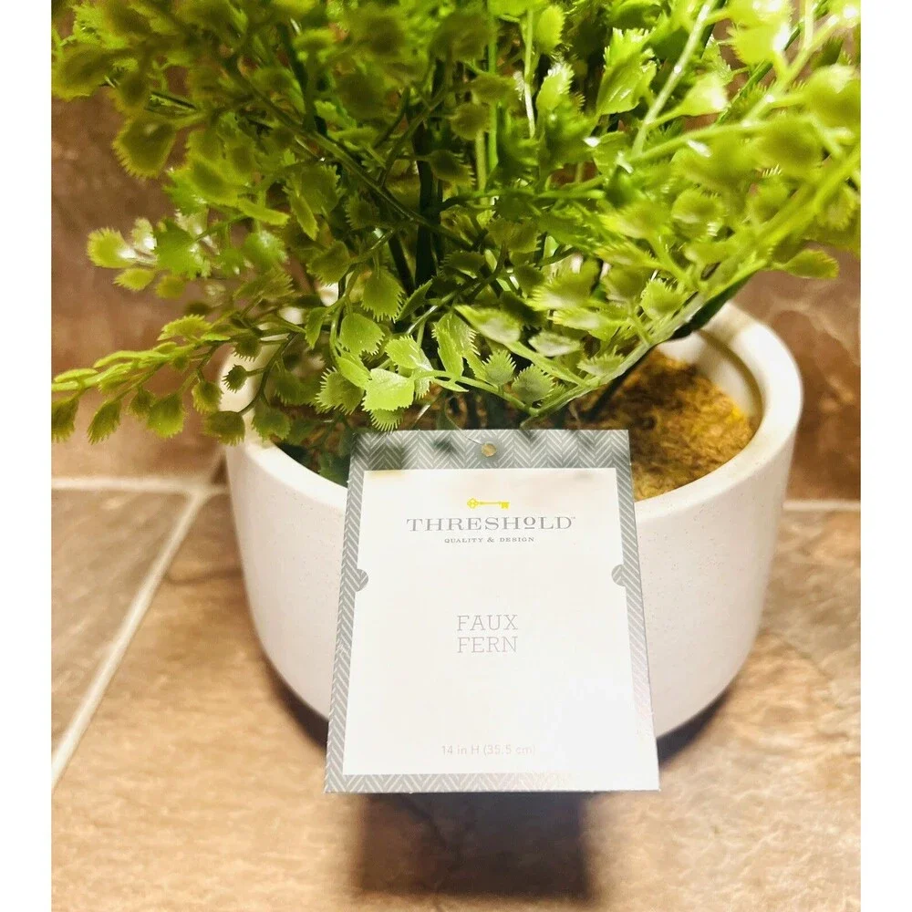 Threshold 14” Faux Fern Modern Ceramic Pot Artificial Arrangement - New